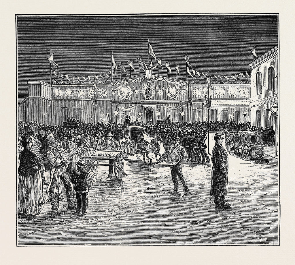 Detail of The Prince and Princess of Wales at Derby: The Railway Station Illuminated by Anonymous