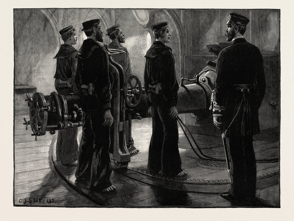 Detail of The Naval Manoeuvres: Torpedo Drill on Board an Ironclad: Ready! by Anonymous