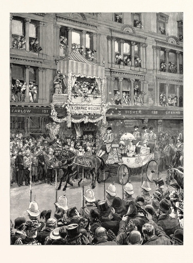 Detail of The German Emperor's Visit to the City: Their Imperial Majesties Saluted by a Shower of Roses, a Sketch in the Strand, London by Anonymous