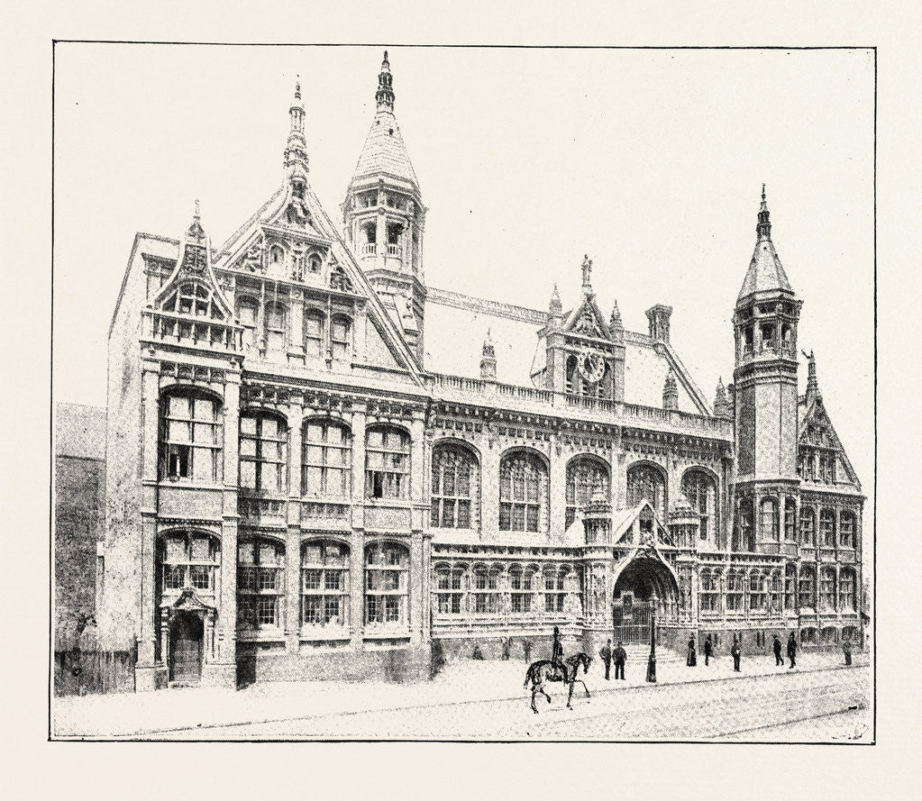 Detail of The New Law Courts at Birmingham, Opened by T.R.H. The Prince and Princess of Wales: The Exterior of the New Law Courts by Anonymous