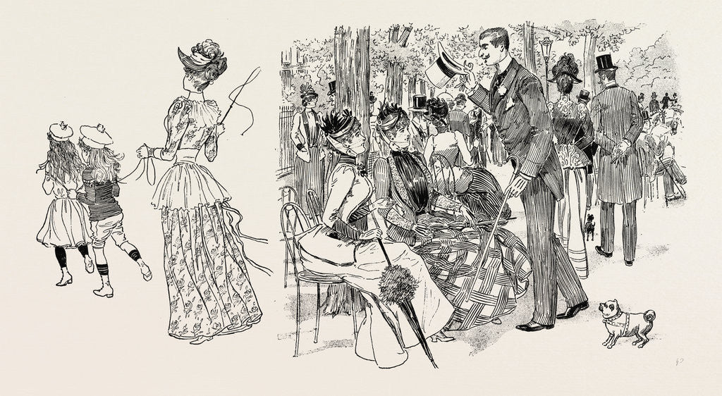 Detail of The Paris Season: At the Pré-Catelan, Maman Plays the Driver by Anonymous