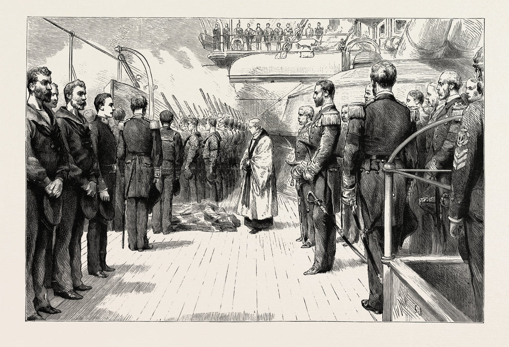 Detail of The Naval Manoeuvres, with the Northern Fleet: A Man-of-War Funeral at Sea by Anonymous