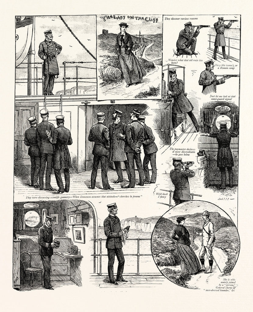 Detail of The Naval Manoeuvres: An Interesting Object on the Cliff by Anonymous