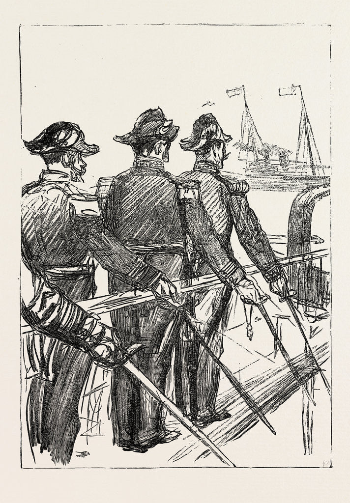 Detail of The Visit of the French Fleet: French Officers Saluting H.M. The Queen by Anonymous