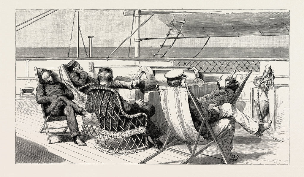 Detail of The Indian Relief Trooping Season, Passing Through the Suez Canal: The Quiet Time after Tiffin by Anonymous