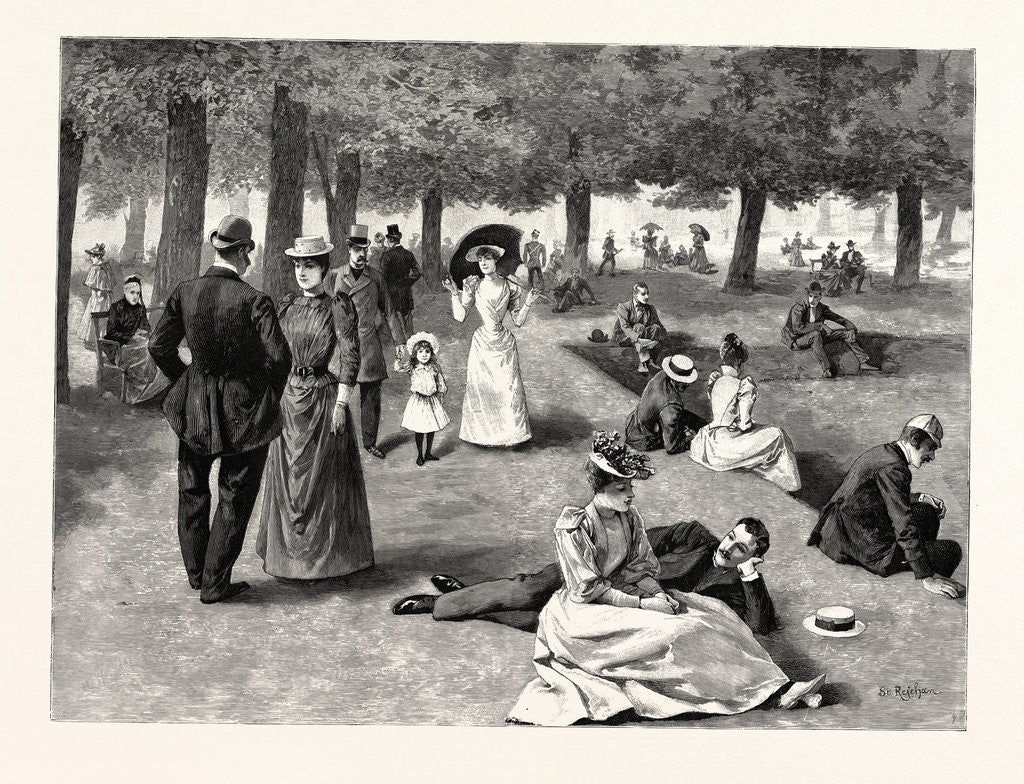 Detail of A Favourite Sunday Resort: A Scene in Hampton Court Grounds by Anonymous