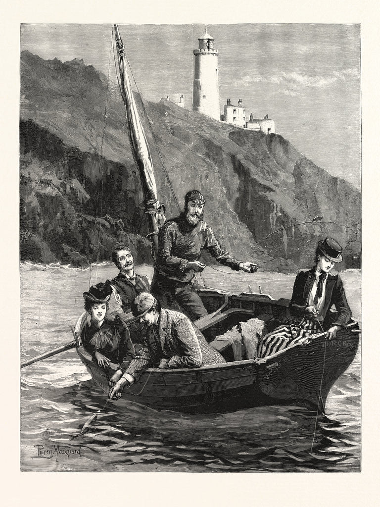 Detail of The Holiday Season, Fishing Off the Start Light House by Anonymous