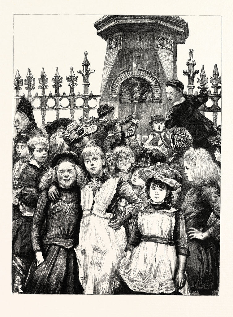 Detail of Free Education, Children Drinking at a Fountain Out of School Hours by Anonymous