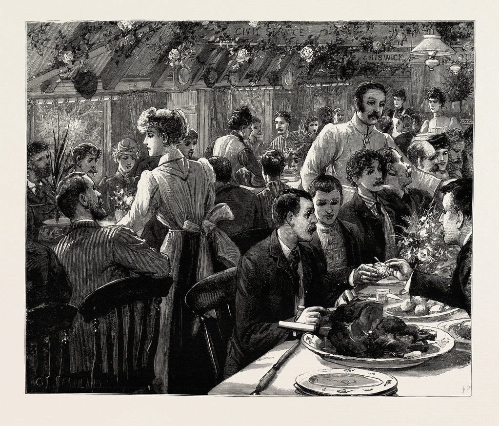 Detail of The Cyclists' Sunday Dinner at Ripley: The Clubs at Dinner by Anonymous
