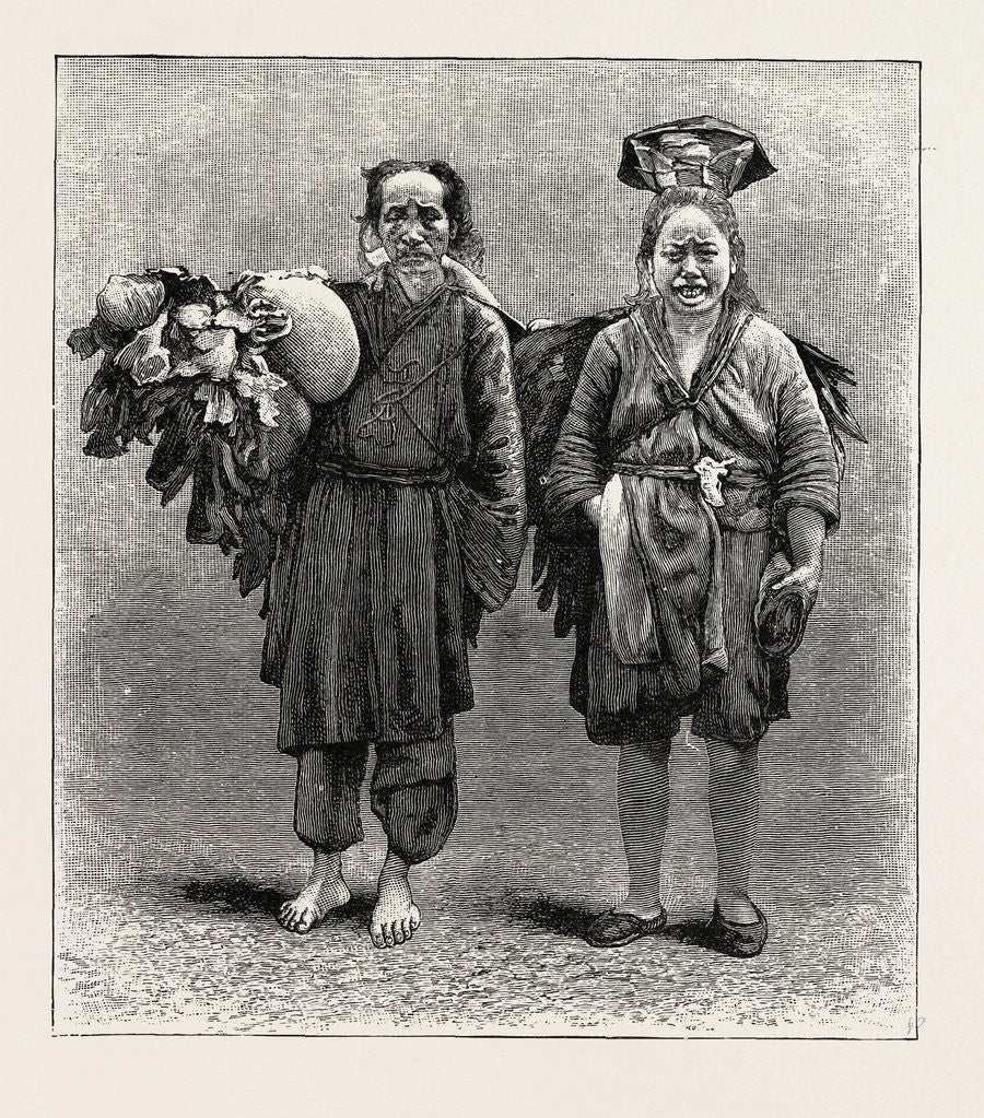 Detail of Man and Woman of the Ju Tribe, a Tribe of Mountaineers in the Interior of China. by Anonymous
