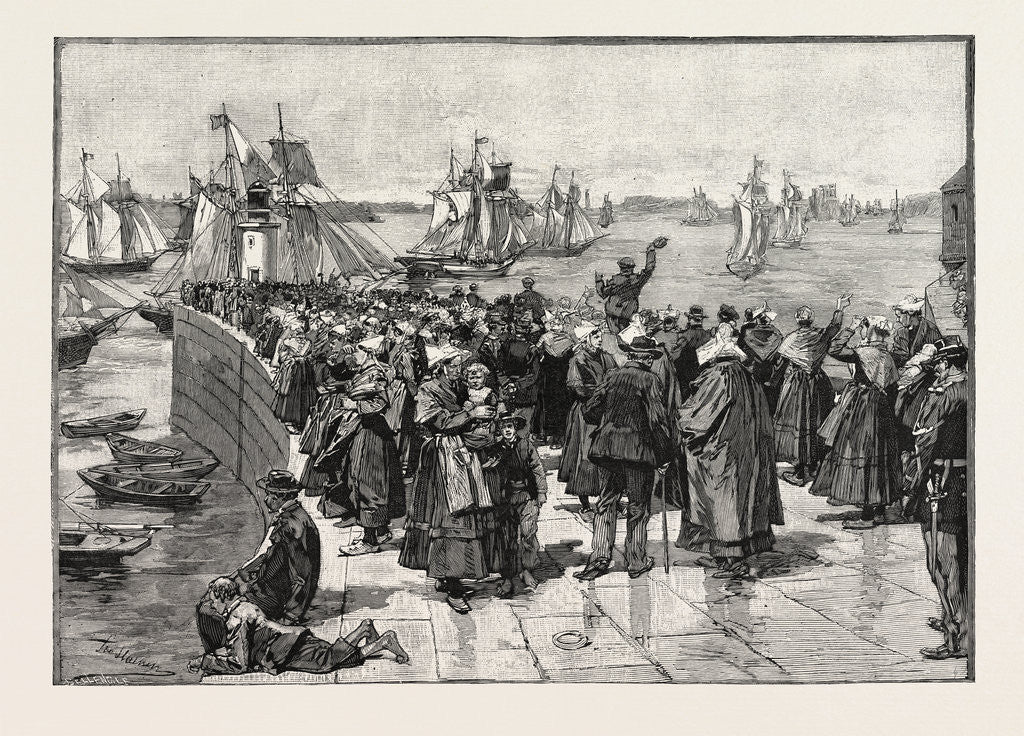 Detail of The Newfoundland Cod Fishery: The Fishing-Fleet Leaving for the Banks by Anonymous