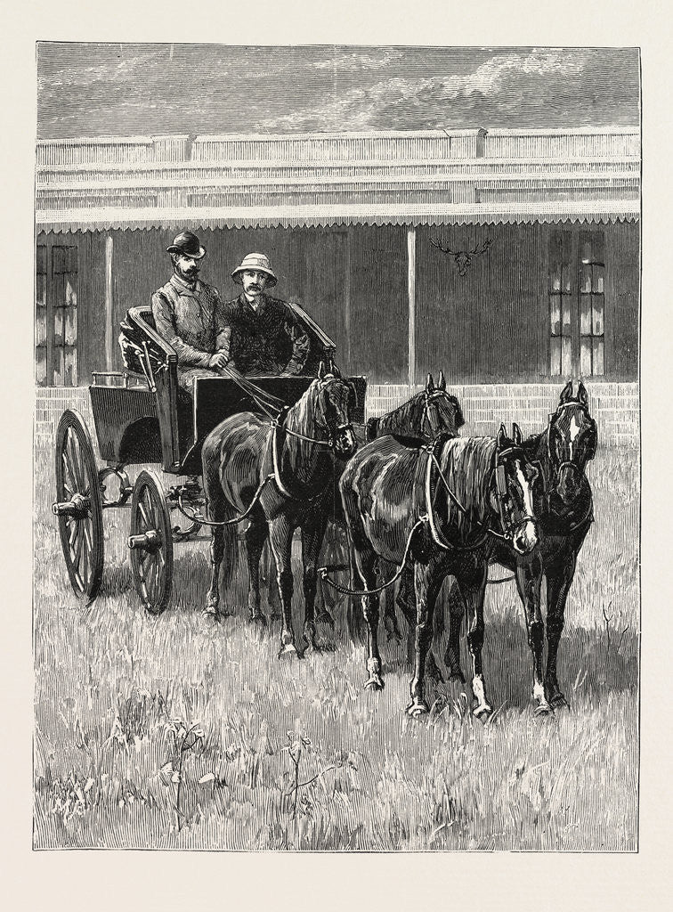 Detail of Sketches of Life on an Estancia in the Argentine Republic: Starting for a Drive Over the Pampas in a Mail-Pheaton by Anonymous
