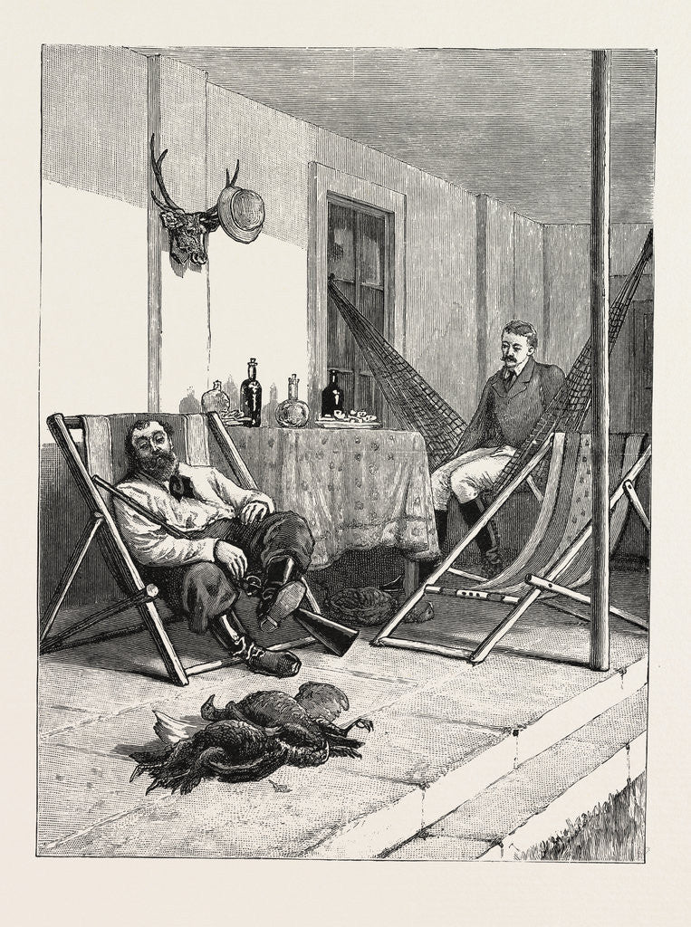 Detail of Sketches of Life on an Estancia in the Argentine Republic: Resting in the Veranda after a Day's Shooting by Anonymous