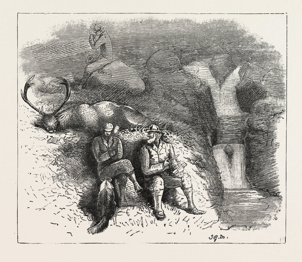 Detail of Deer Stalking in the Forest of the Black Mount, Argyllshire: A Pipe and a Rest after a Hard Run by Anonymous