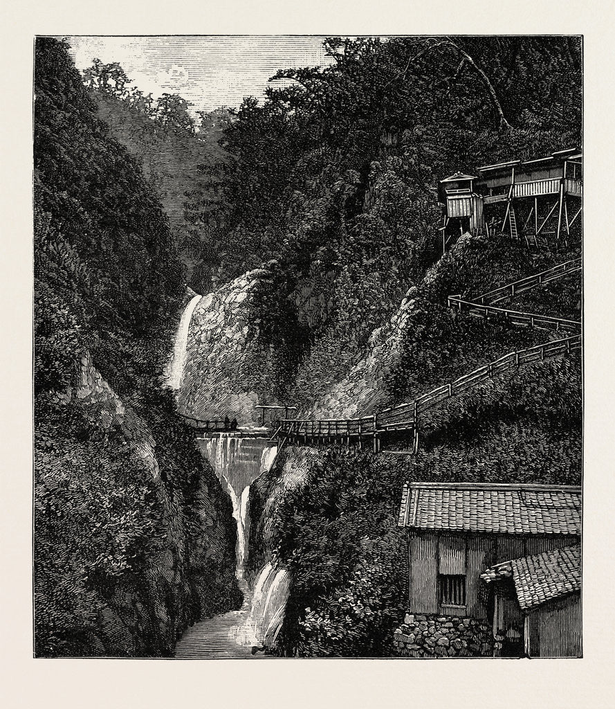 Detail of Scenes in the Towns and Districts Recently Devastated by the Earthquake in Japan: The Waterfall of Nunobiki Notaki, Kobe by Anonymous
