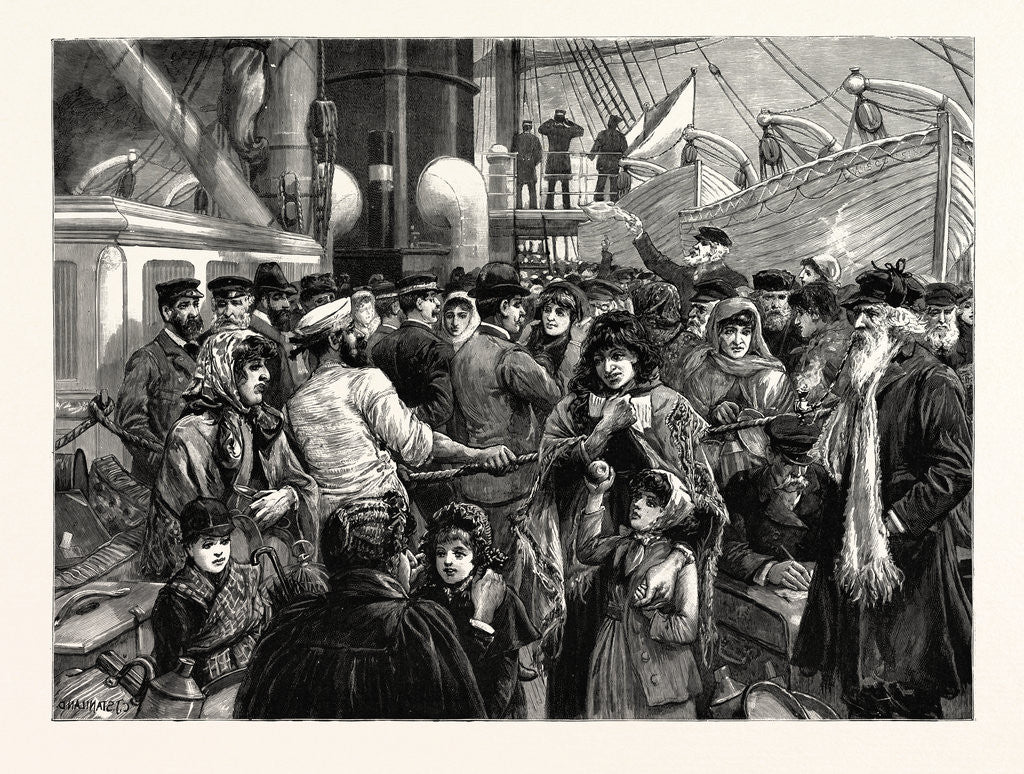 Detail of The Emigration of the Russian Jews the Doctor Examining Steerage Passengers Before Their Departure from Liverpool a Scene on Board the Guion Liner Wisconsin in the Mersey by Anonymous