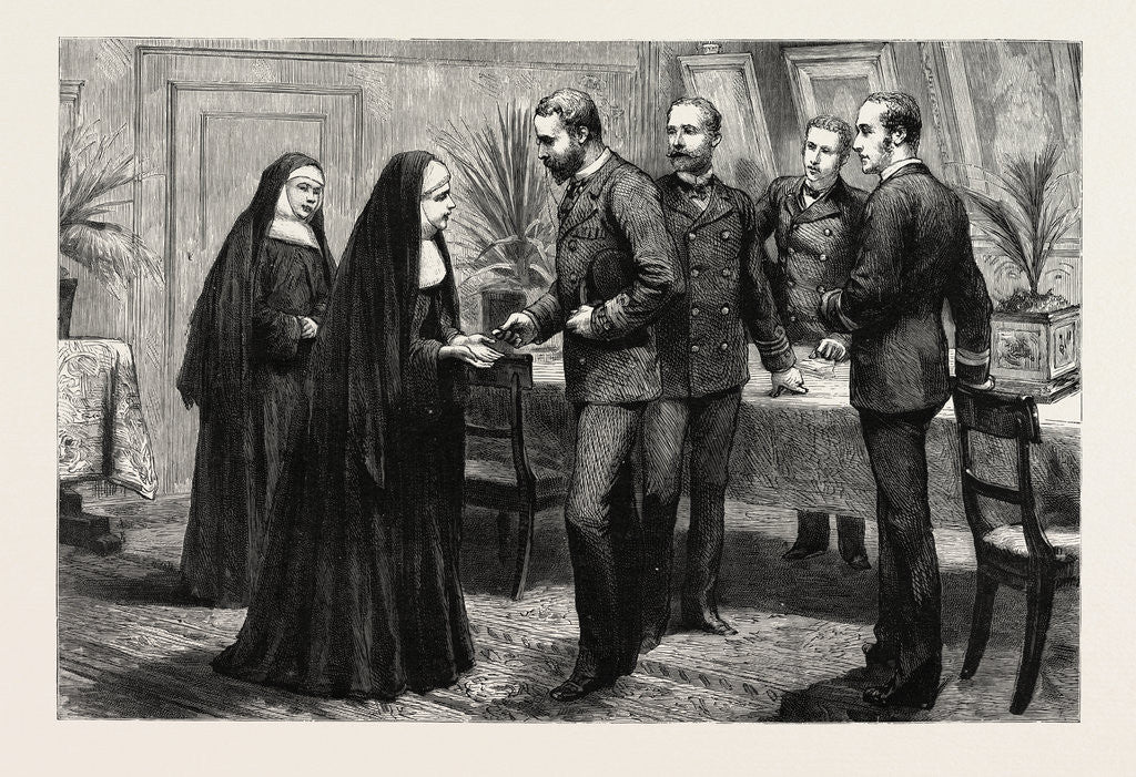 Detail of With the Mediterranean Squadron: A Visit of the Sisters of the Poor to a Man of War by Anonymous