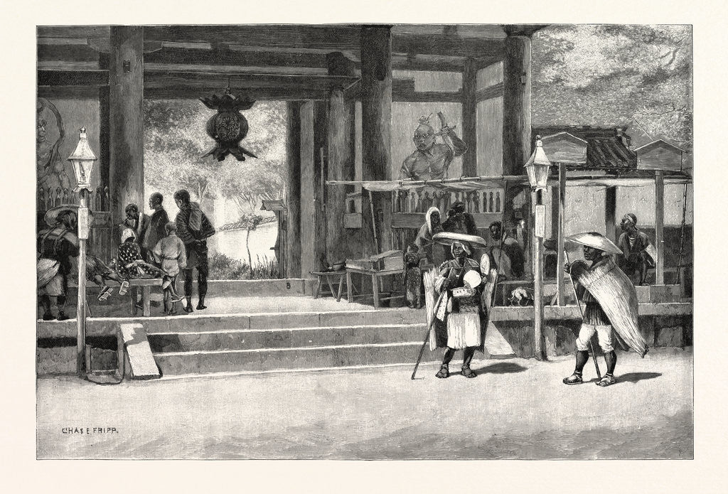 Detail of Porch of the Ikuta Temple, Kobe, Japan by Anonymous