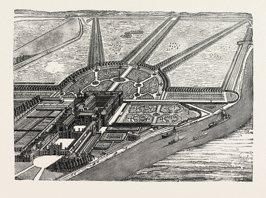 Detail of Bird's-Eye View of Hampton Court As Finished by William III by Anonymous