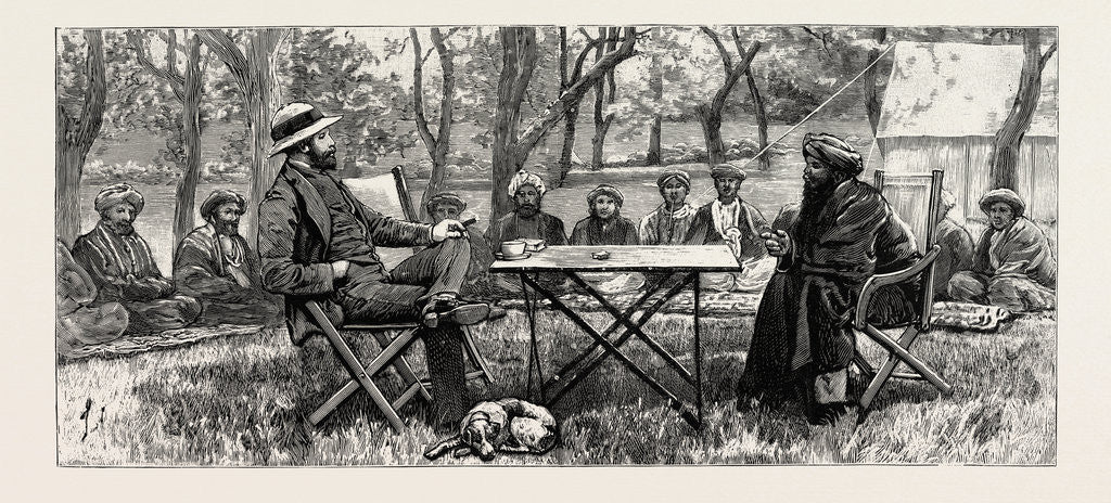 Detail of The Fighting Near Gilgit on the North-Western Frontier of India: Colonel Durand and the Rajah Akbar Khan, Holding a Consultation in the Orchard at Gakuch, May 7, 1891 by Anonymous