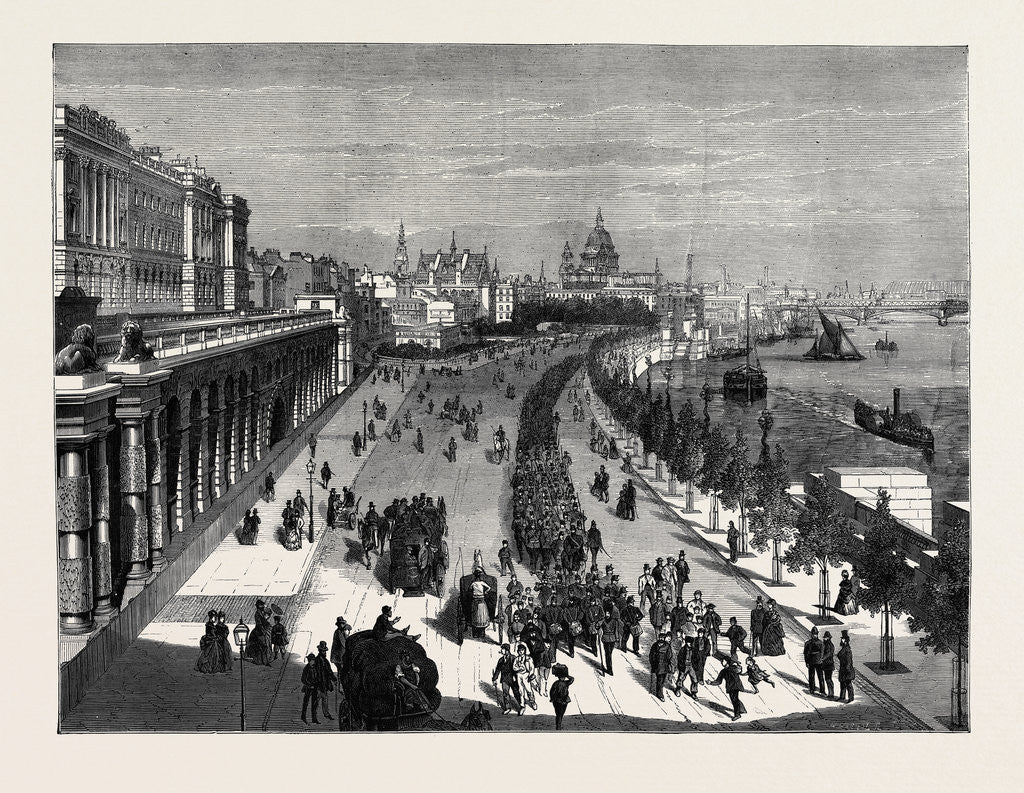 Detail of The Thames Embankment, Looking Towards St. Paul's, London by Anonymous