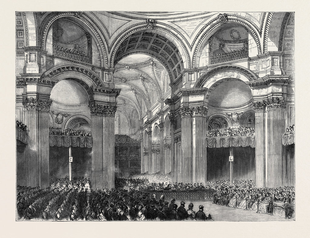 Detail of St. Paul's: View Under the Dome During the Service, London by Anonymous