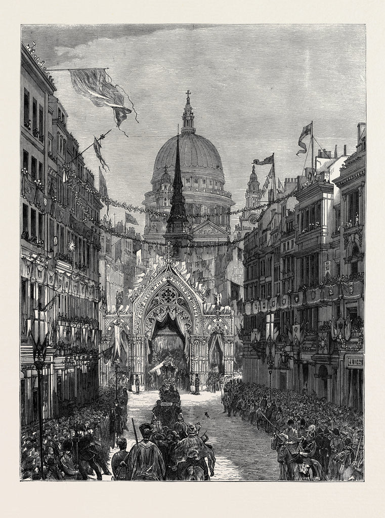 Detail of Sketch from Fleet Street: Looking Up Ludgate Hill, London by Anonymous