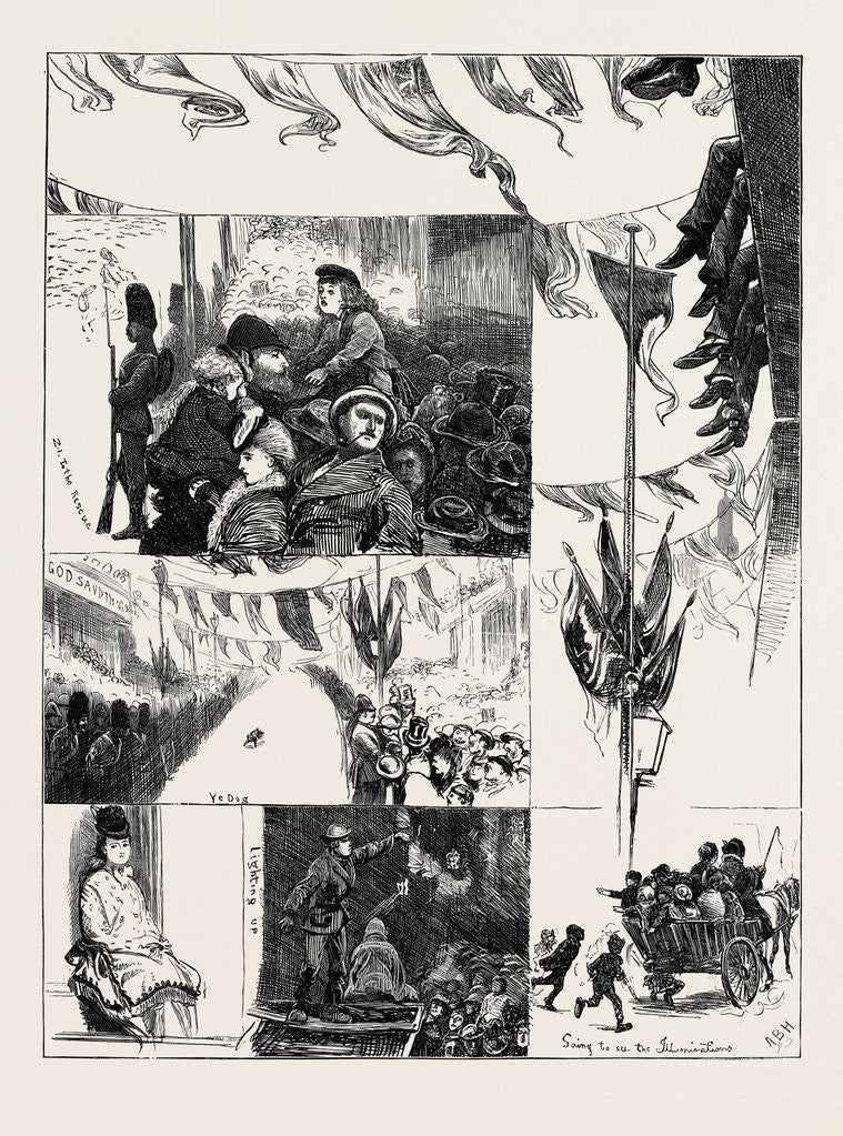 Detail of Sketches on Thanksgiving Day, London by Anonymous