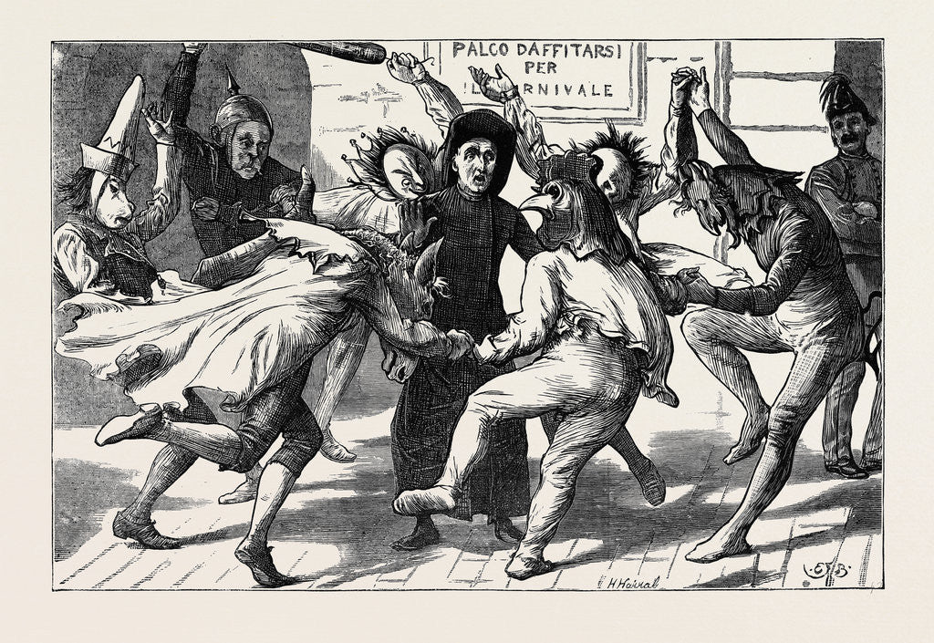 Detail of Rome: Maskers Surrounding a Priest at the Carnival by Anonymous
