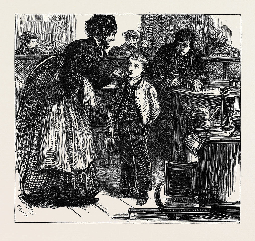 Detail of Home for News-Boys in the Metropolis: Arrival of a New Boy by Anonymous
