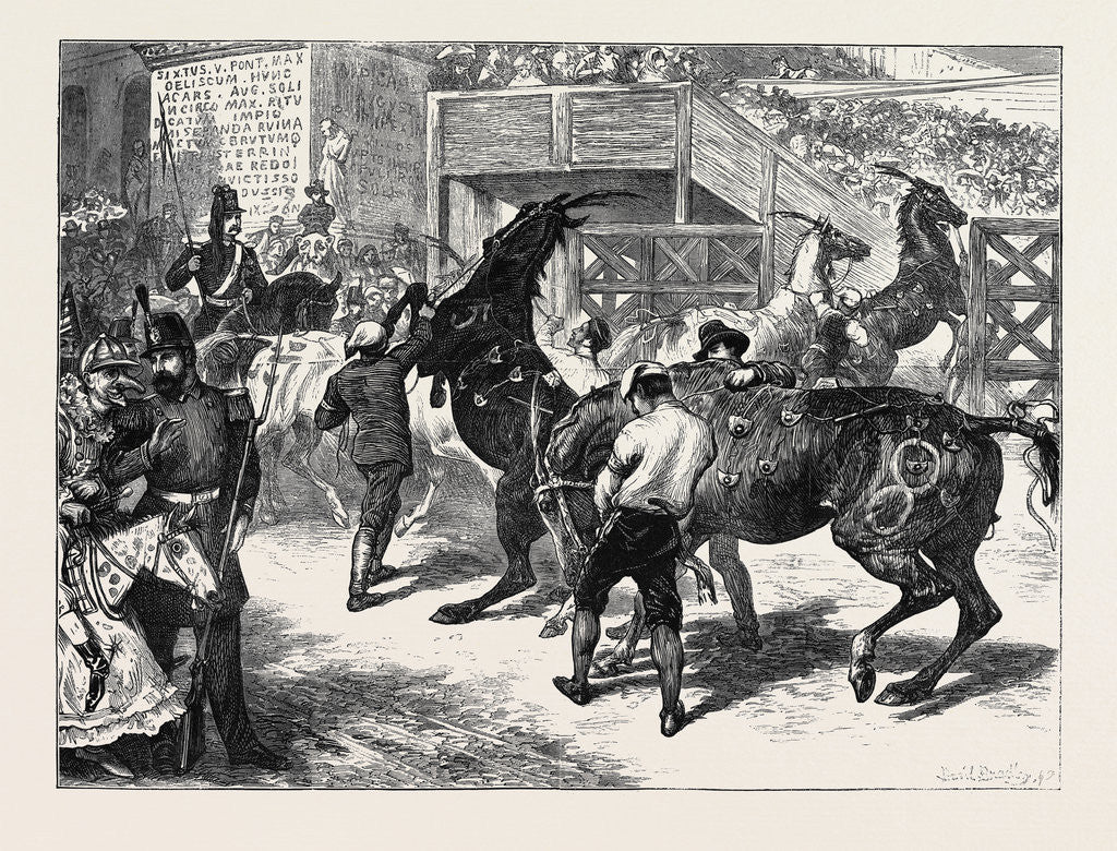 Detail of Rome: The Carnival Races: The Barberi Going Up to the Start by Anonymous