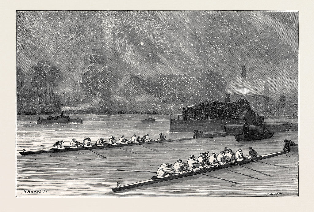 Detail of The Oxford and Cambridge Boat Race: The Start by Anonymous