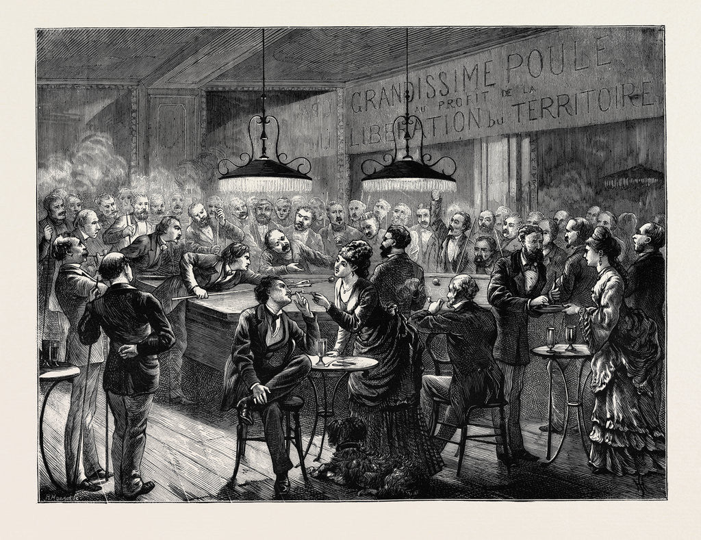 Detail of Playing Pool in a Paris Café in Aid of the Territorial Liberation Fund by Anonymous