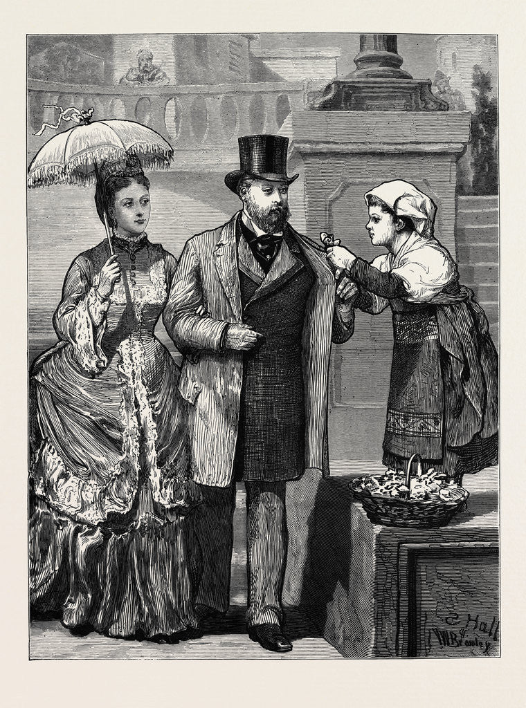 Detail of Rome: The Prince and Princess of Wales and the Importunate Flower Girl by Anonymous