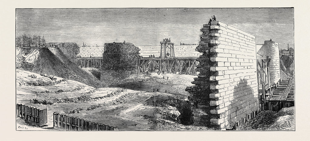 Detail of The Marriage of the Marquis of Bute, Sketches at Cardiff: The New Bute Dock in Construction by Anonymous