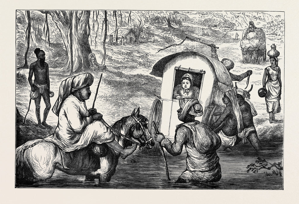Detail of Indian Sketches, Crossing a Nullah by Anonymous