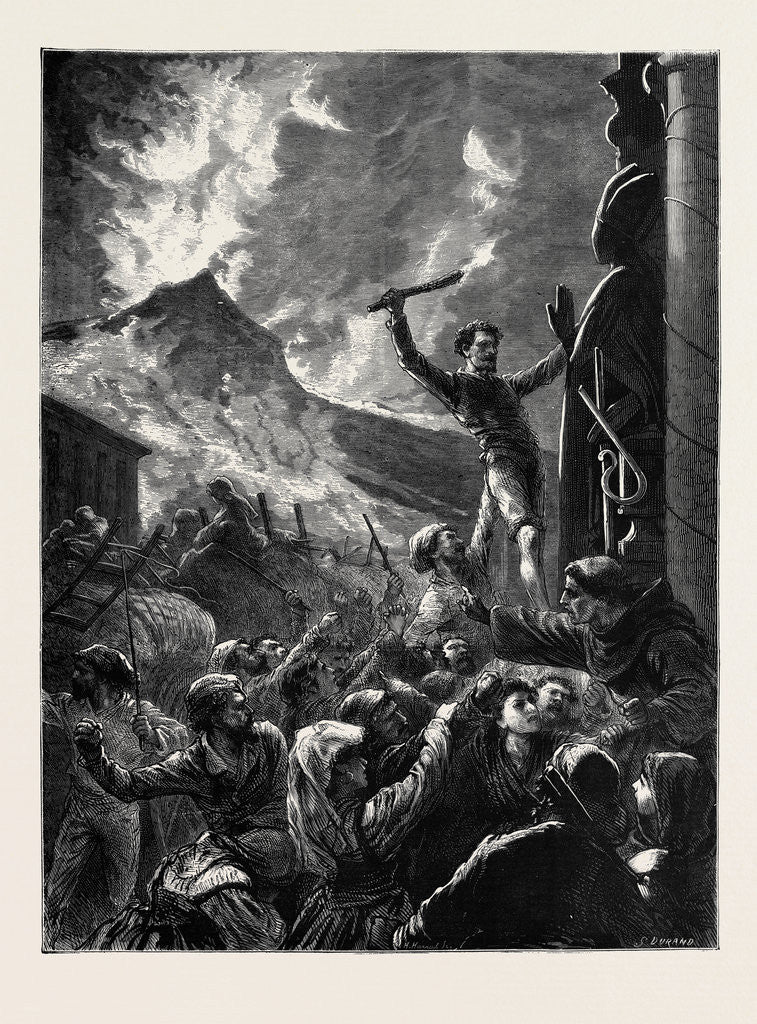 Detail of Mount Vesuvius: The Neapolitan Populace Attacking San Gennaro by Anonymous