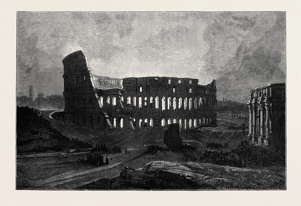 Detail of Rome: The Coliseum Illuminated by Anonymous