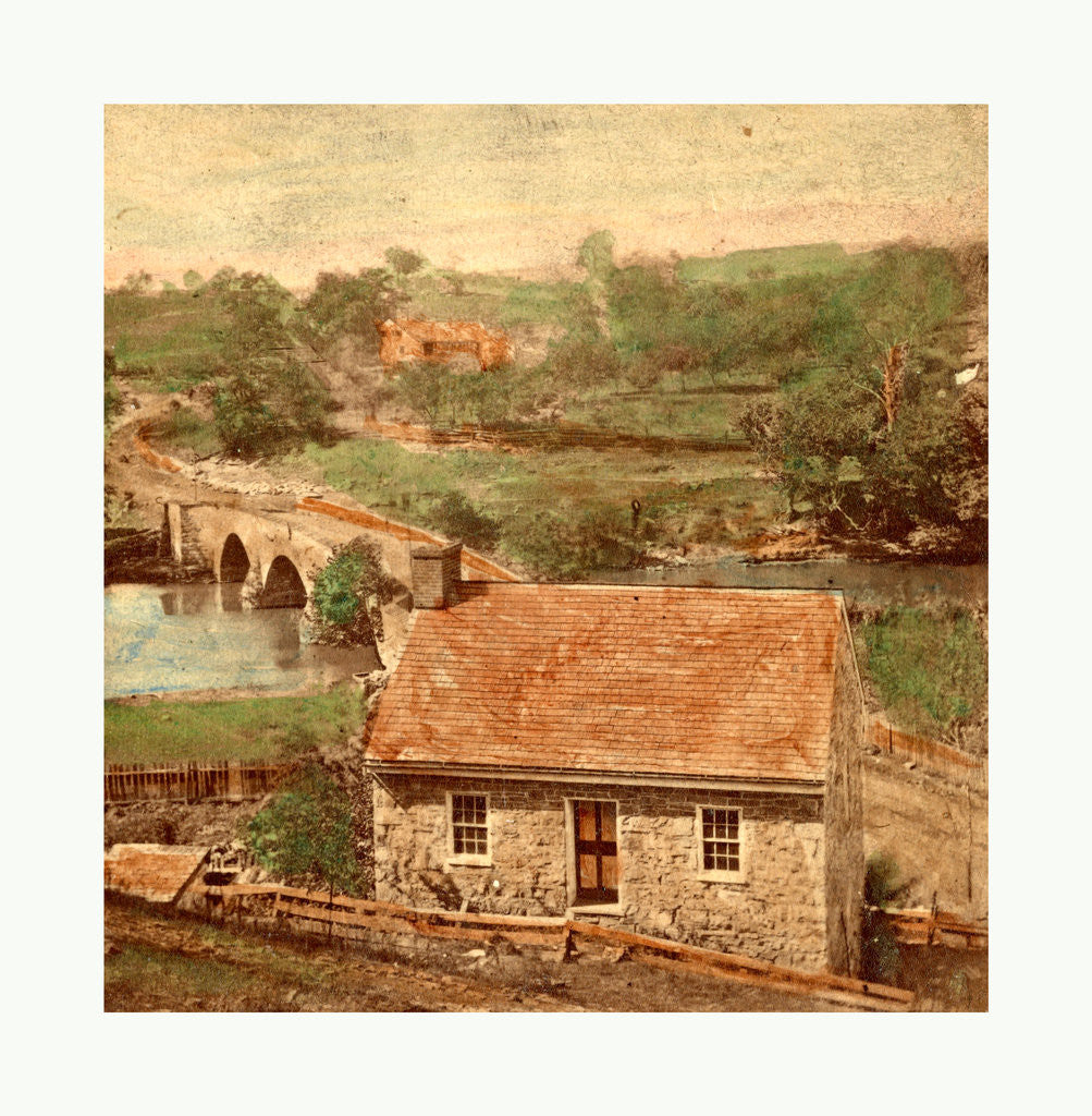 Detail of American Civil War: Bridge on the Boonsboro Pike, Antietam, Md., a Stone House on the Eastern Side of Antietam Bridge by Anonymous