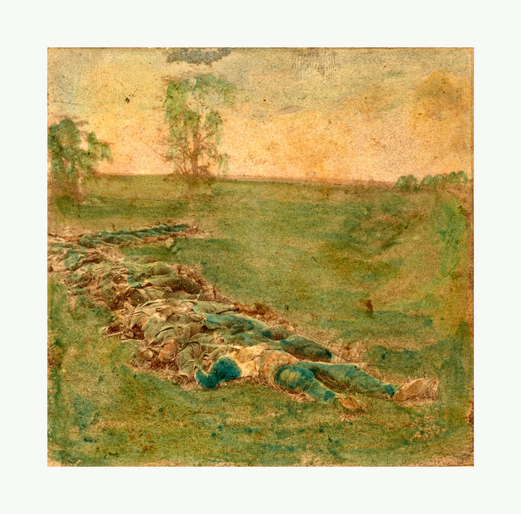 Detail of American Civil War: Laid Out for Burial at Antietam, Md. Bodies of Confederate Dead Gathered for Burial by Anonymous