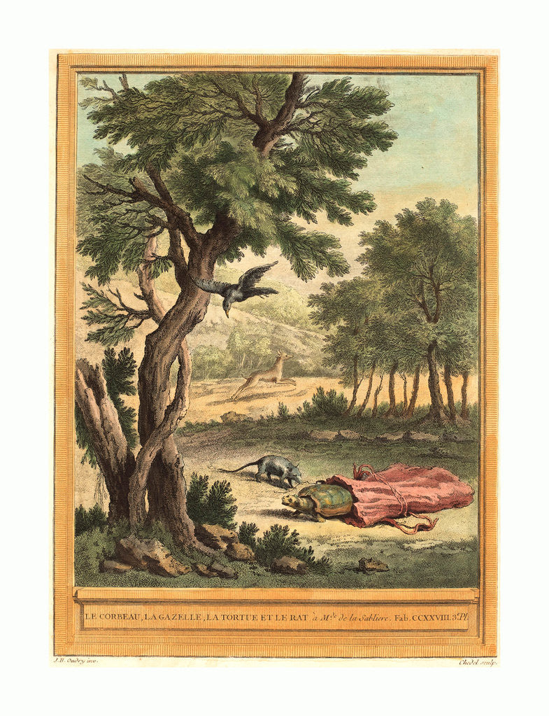 Detail of Le Corbeau, La Gazelle, La Tortue Et Le Rat (the Crow, the Gazelle, the Tortoise, and the Rat) by Anonymous