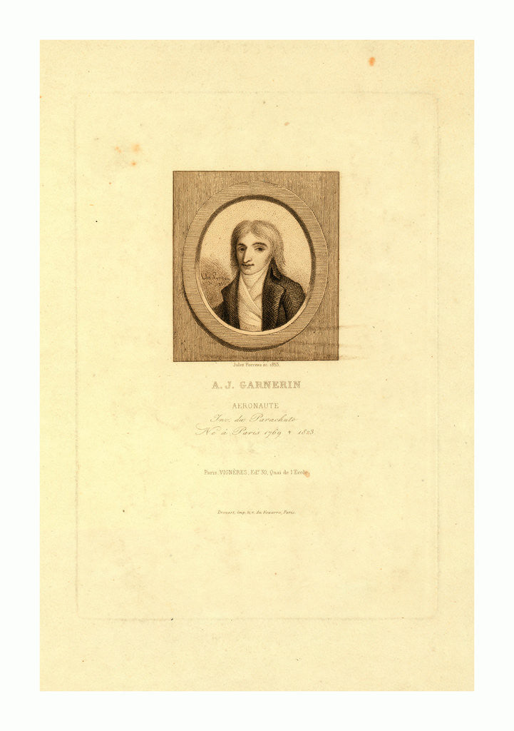 Detail of A.J. Garnerin, Aeronaut by Jules Porreau, 1853. by Anonymous