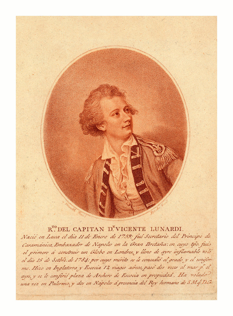 Detail of Capitan Dn. Vincente Lunardi. Nesmith, Pinxt.; Burke, Fecit. by Anonymous