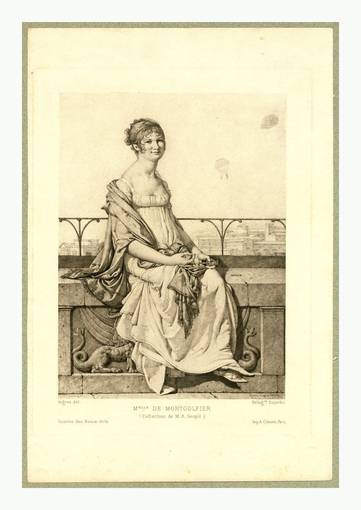 Detail of Full-Length Portrait of Adélaide Montgolfier, Seated on a Wall with Balloons in the Background. by Anonymous