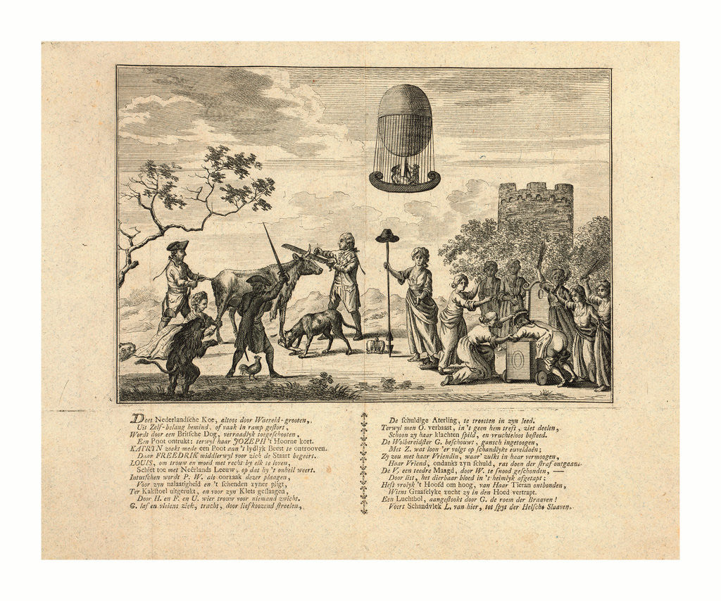 Detail of Dees Nederlandsche Koe, Altoos Waereld-Grooten, Dutch Political Cartoon About the Partitioning of the Netherlands by Anonymous