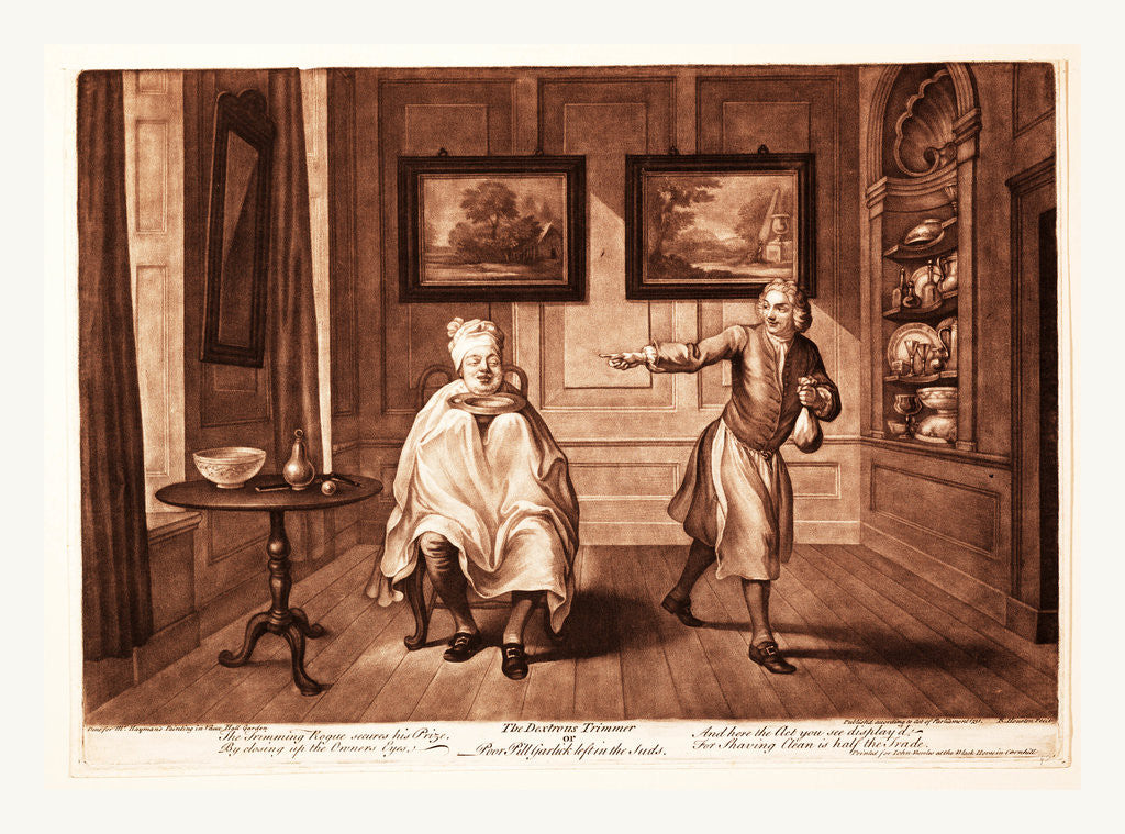 Detail of The Dextrous Trimmer or Pool Pill Garlick Left in the Suds, R. Houston, Fecit., England by Anonymous