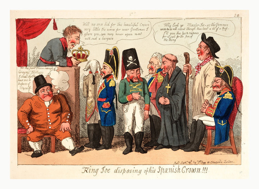 Detail of King Joe Disposing of His Spanish Crown, England, 1808, Shows King Joseph I Attempting to Auction Off His Crown. by Anonymous