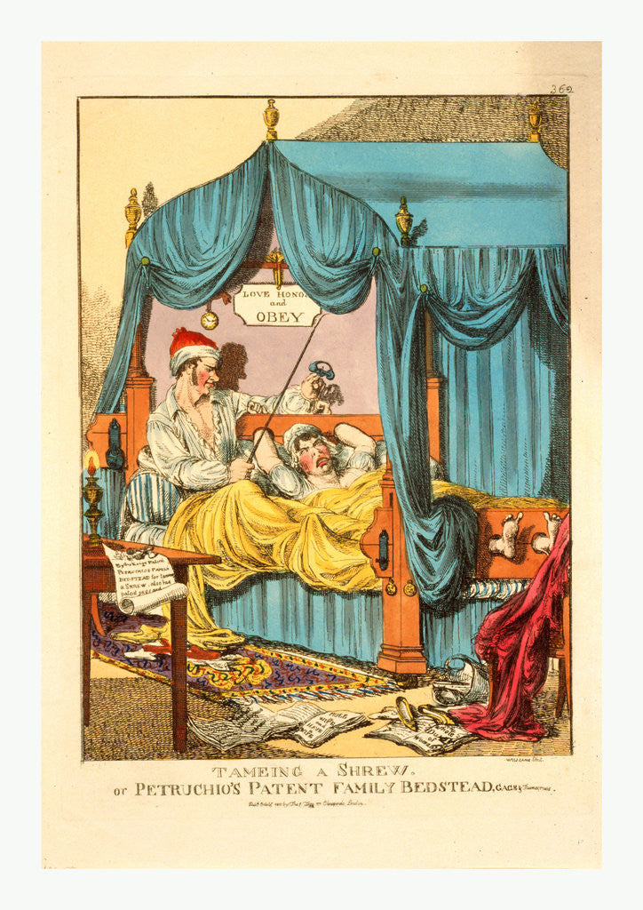 Detail of Tameing [I.E. Taming] a Shrew. or Petruchio's Patent Family Bedstead by Anonymous