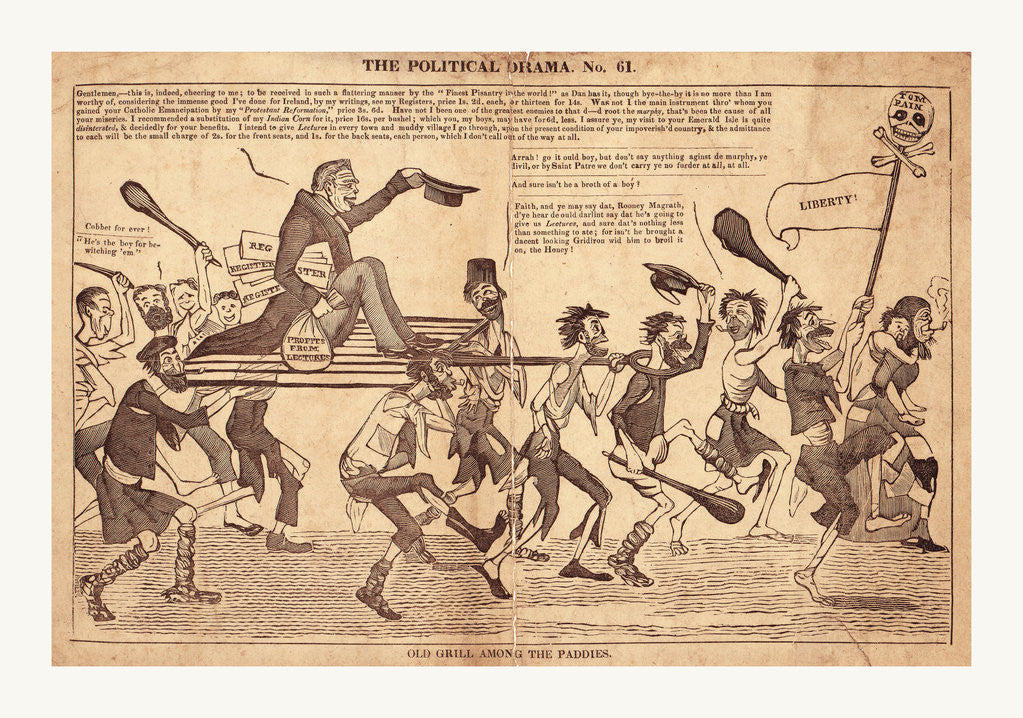 Detail of The Political Drama. No. 61. Old Grill Among the Paddies by Anonymous
