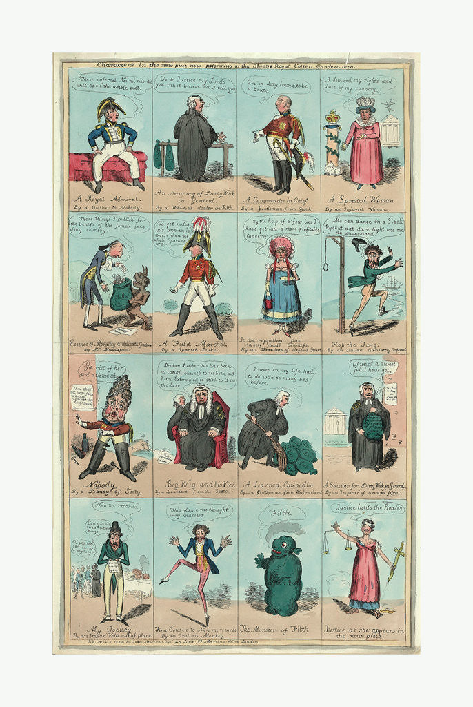 Detail of Characters in the New Piece Now Poforming at the Theatre Royal Cotten Garden 1820 by Anonymous